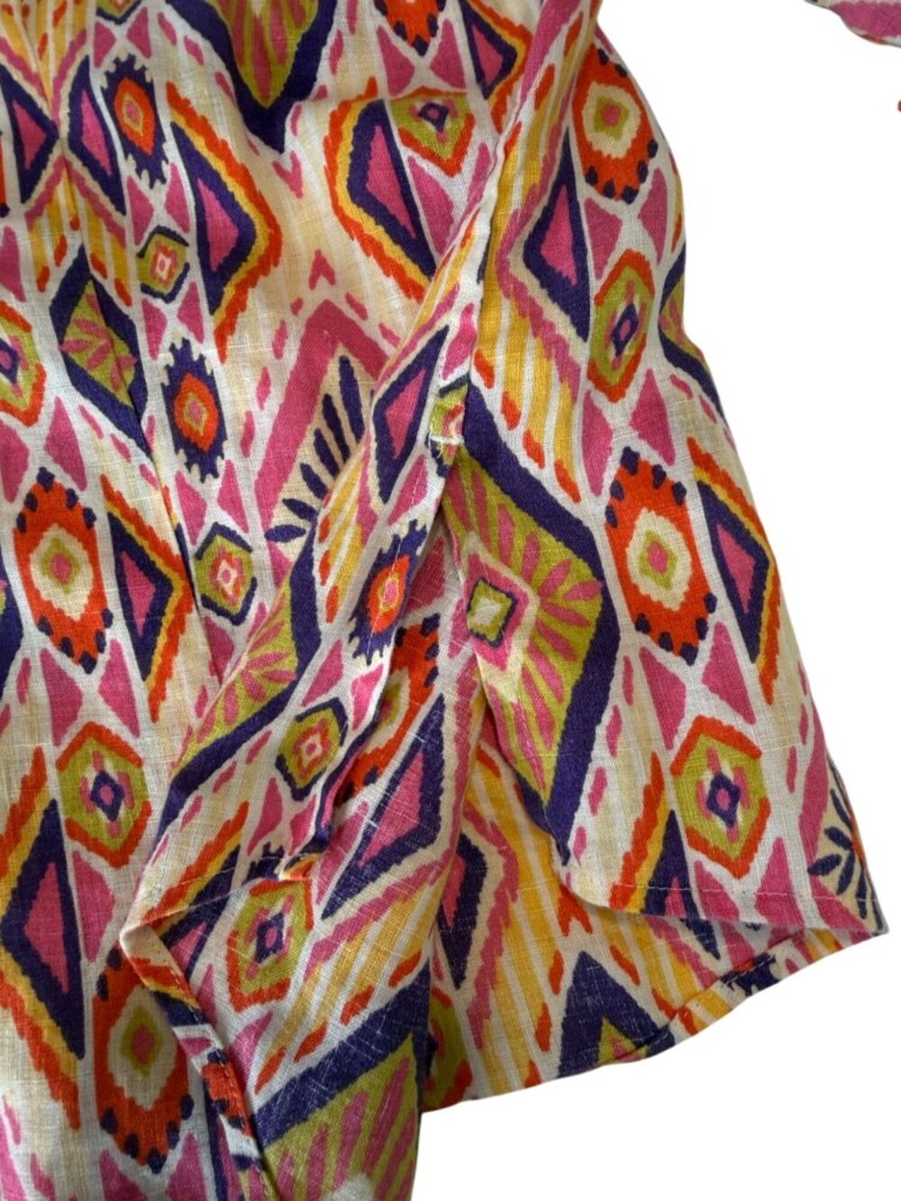 Chico's Multicolor Geometric Pattern Collared Linen Blouse Size Small - Picture 5 of 10